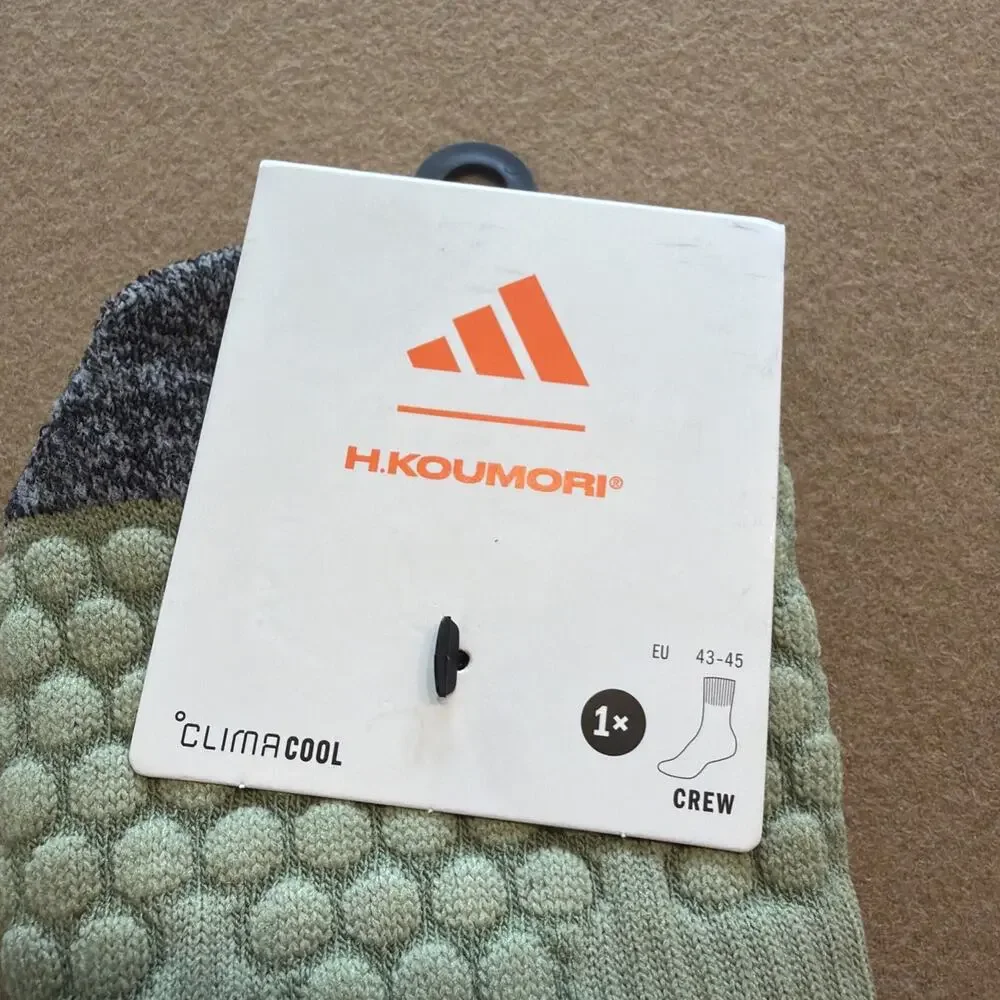 Adidas H.Koumori Socks Climacool Running Crew Size L Olive And Gray Jn2695